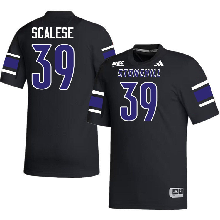Stonehill Skyhawks #39 Domenic Scalese College Football Jerseys,Uniforms Stitched-Black